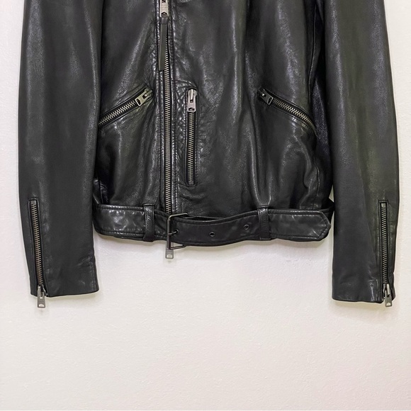 AllSaints Kahawa Leather Biker Jacket Small - Picture 8 of 16